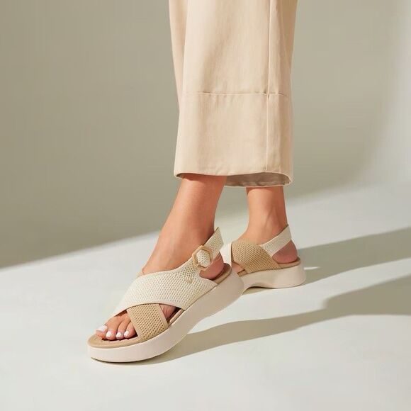 VIVAIA AdaptAll™ Sport Sandals (Kara) Cream Criss Cross Anti Slip Lightweight - Picture 1 of 9